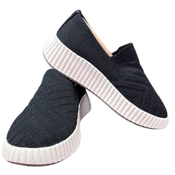 Sonoma Girls Comfort Knit Slip-On Shoes Size 13 Black & White - Picture 1 of 7